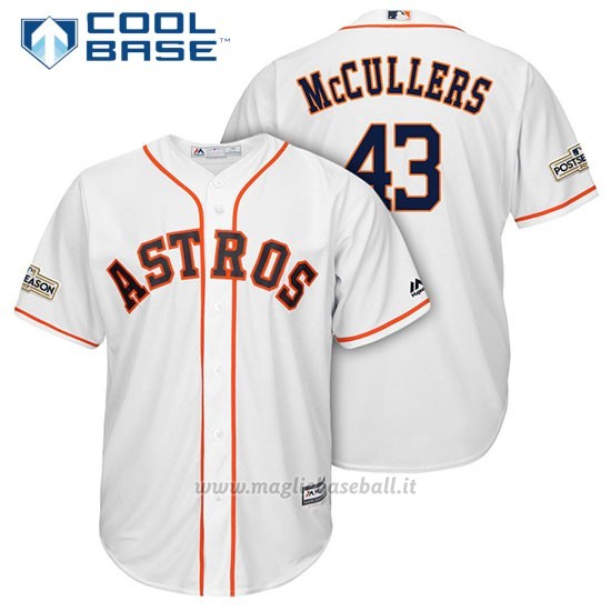 Maglia Baseball Uomo Houston Astros 2017 Postseason Lance Mccullers Bianco Cool Base